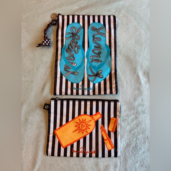 Henri Bendel Striped Travel Pouch Set - Picture 1 of 9